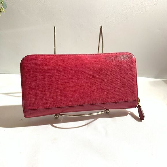 💥AUTHENTIC💥 Prada Saffiano Zip Around Clutch Wallet Pink - Picture 2 of 12